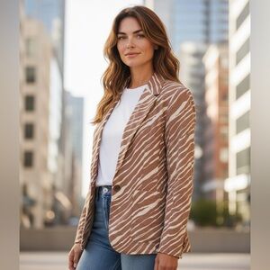 a new day Zebra Stripe Blazer in Brown and White